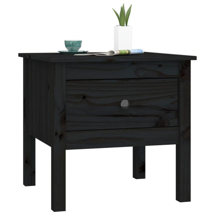 Sidobord svart 50x50x49 cm massivt furuträ