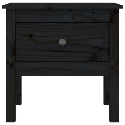 Sidobord svart 50x50x49 cm massivt furuträ