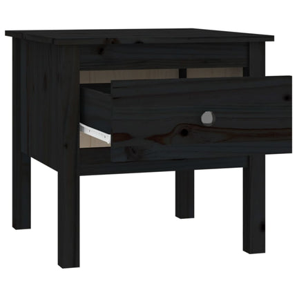 Sidobord svart 50x50x49 cm massivt furuträ