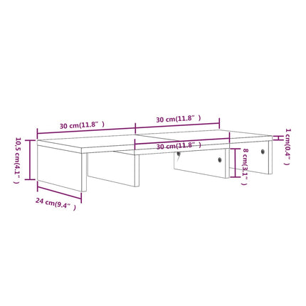 Skärmställ 60x24x10,5 cm massiv furu