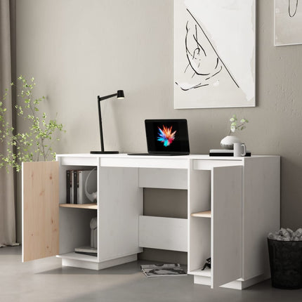 Skrivbord vit 140x50x75 cm massiv furu