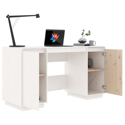Skrivbord vit 140x50x75 cm massiv furu