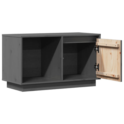 Tv-bänk grå 74x35x44 cm massiv furu
