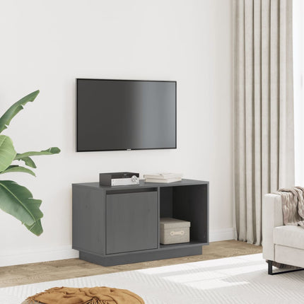 Tv-bänk grå 74x35x44 cm massiv furu