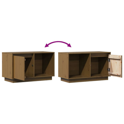 Tv-bänk honungsbrun 74x35x44 cm massiv furu