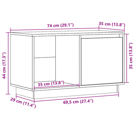 Tv-bänk honungsbrun 74x35x44 cm massiv furu