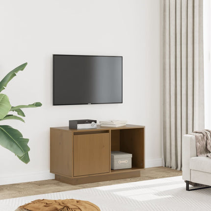 Tv-bänk honungsbrun 74x35x44 cm massiv furu