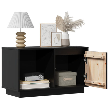 Tv-bänk svart 74x35x44 cm massiv furu