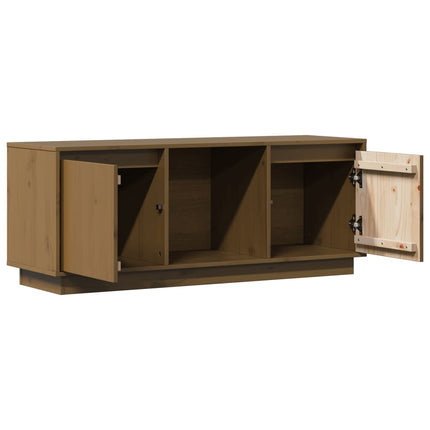 Tv-bänk honungsbrun 110,5x35x44 cm massiv furu