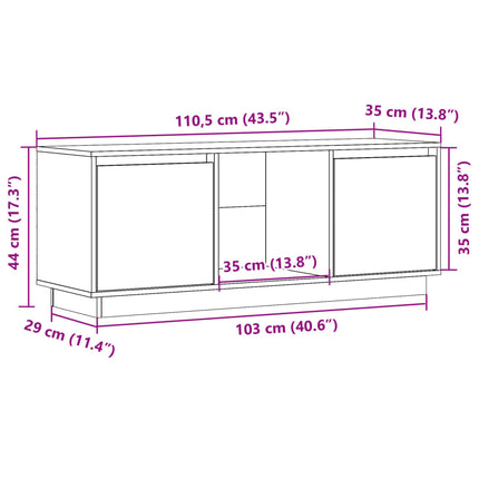 Tv-bänk honungsbrun 110,5x35x44 cm massiv furu