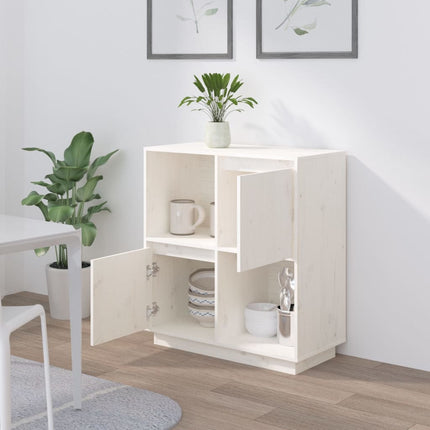 Skänk vit 74x35x80 cm massiv furu