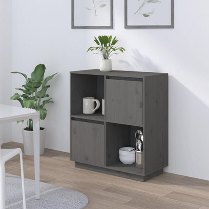 Skänk grå 74x35x80 cm massiv furu
