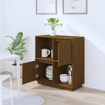 Skänk honungsbrun 74x35x80 cm massiv furu