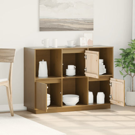 Skänk honungsbrun 110,5x35x80 cm massiv furu