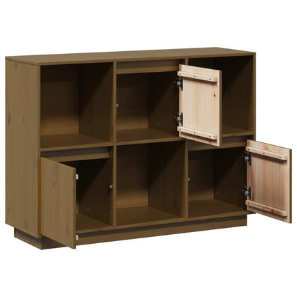 Skänk honungsbrun 110,5x35x80 cm massiv furu