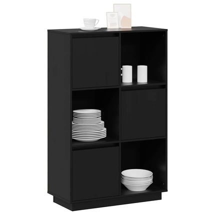 Högskåp svart 74x35x117 cm massiv furu