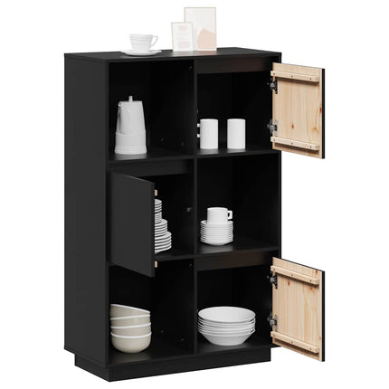 Högskåp svart 74x35x117 cm massiv furu