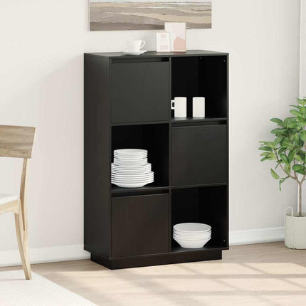 Högskåp svart 74x35x117 cm massiv furu