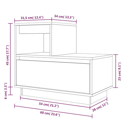 Sängbord 60x34x51 cm massiv furu