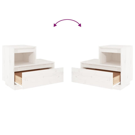 Sängbord 2 st vit 60x34x51 cm massiv furu