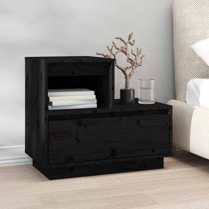 Sängbord 2 st svart 60x34x51 cm massiv furu