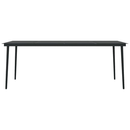 Trädgårdsbord svart 200x100x74 cm stål och glas