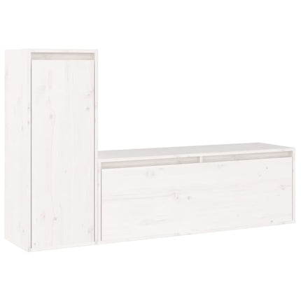 Tv-bänk 2 st vit massiv furu