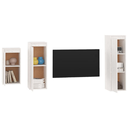 Tv-bänk 3 st vit massiv furu