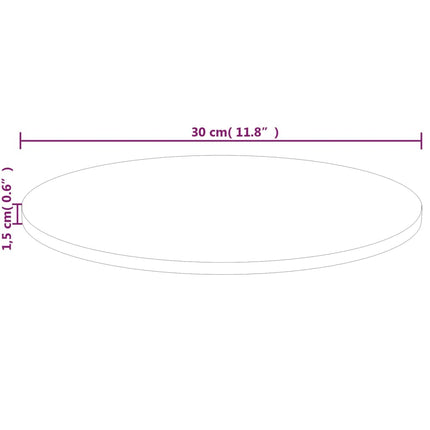 Rund bordsskiva Ø30x1,5 cm obehandlat massiv ek