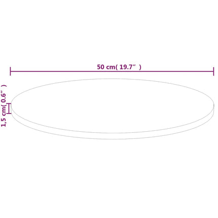 Rund bordsskiva Ø50x1,5 cm obehandlat massiv ek