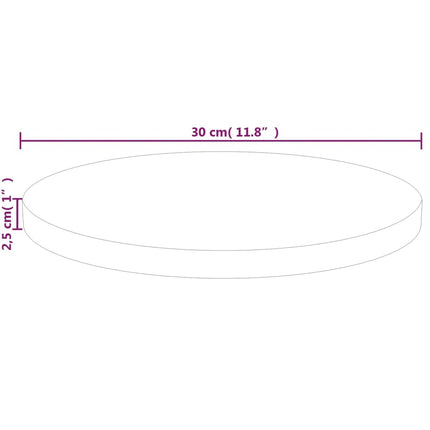 Rund bordsskiva Ø30x2,5 cm obehandlat massiv ek
