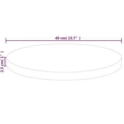 Rund bordsskiva Ø40x2,5 cm obehandlat massiv ek