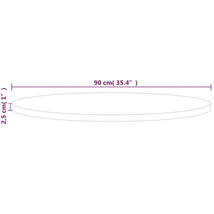 Rund bordsskiva Ø90x2,5 cm obehandlat massiv ek