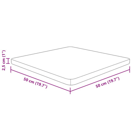 Fyrkantig bordsskiva 50x50x2,5 cm obehandlad massiv ek