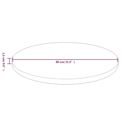 Rund bordsskiva ljusbrun Ø80x1,5 cm behandlad massiv ek