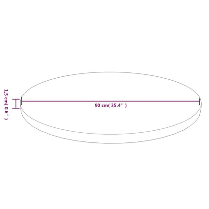 Rund bordsskiva ljusbrun Ø90x1,5 cm behandlad massiv ek