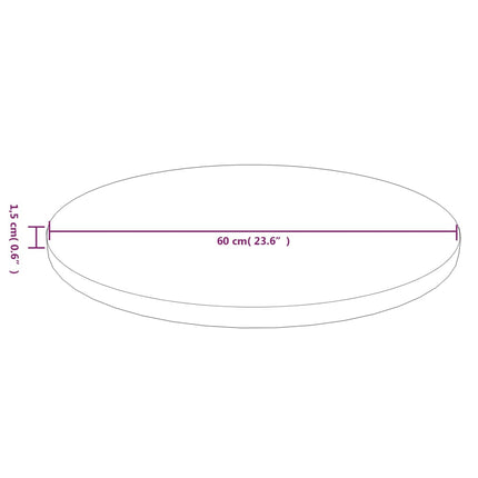 Rund bordsskiva mörkbrun Ø60x1,5 cm behandlad massiv ek
