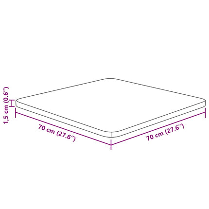 Fyrkantig bordsskiva mörkbrun 70x70x1,5cm behandlad massiv ek