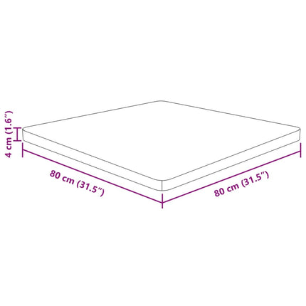 Fyrkantig bordsskiva mörkbrun 80x80x4cm behandlad massiv ek