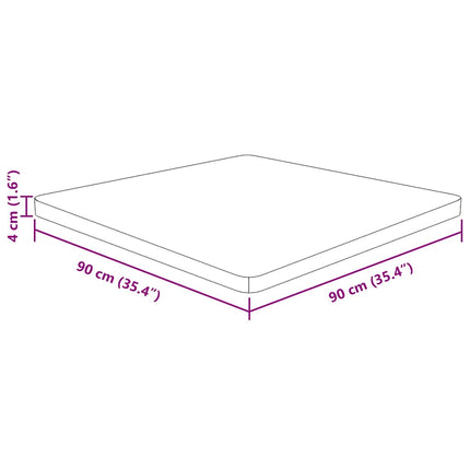 Fyrkantig bordsskiva mörkbrun 90x90x4cm behandlad massiv ek