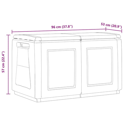 Dynbox 96x53x57 cm 230 L mörkgrå och svart