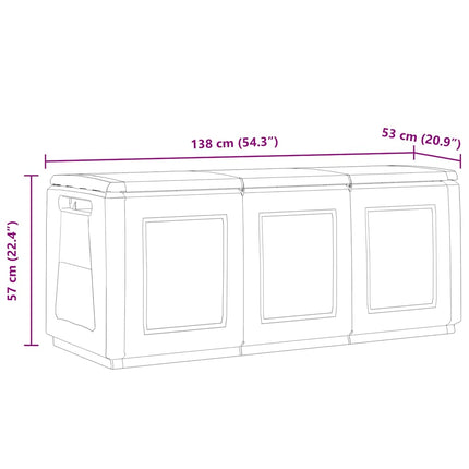 Dynbox 138x53x57 cm 330 L mörkgrå och svart