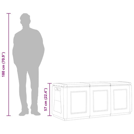 Dynbox 138x53x57 cm 330 L mörkgrå och svart