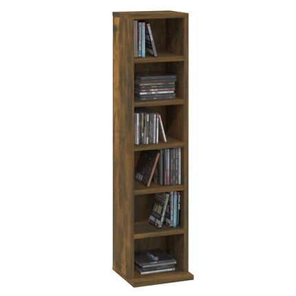 CD-hylla rökfärgad ek 21x20x88 cm konstruerat trä