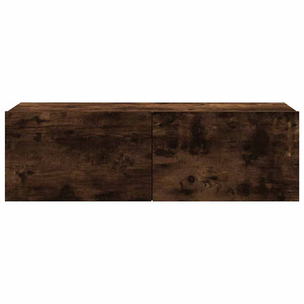Tv-bänk för vägg rökfärgad ek 100x30x30 cm konstruerat trä
