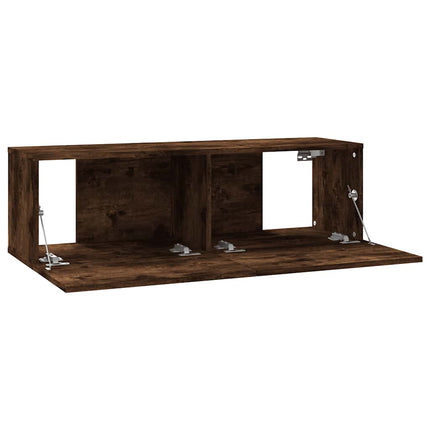 Tv-bänk för vägg rökfärgad ek 100x30x30 cm konstruerat trä