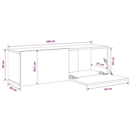 Tv-bänk för vägg grå sonoma 100x30x30 cm konstruerat trä