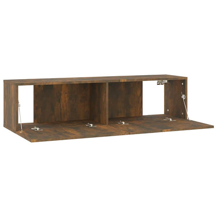 Tv-bänk för vägg rökfärgad ek 120x30x30 cm konstruerat trä