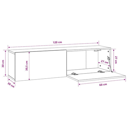 TV-bänk för vägg brun ek 120x30x30 cm konstruerat trä