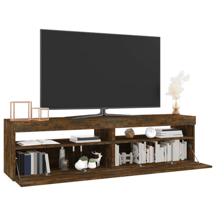 Tv-bänkar med LED-belysning 2 st rökfärgad ek 75x35x40 cm